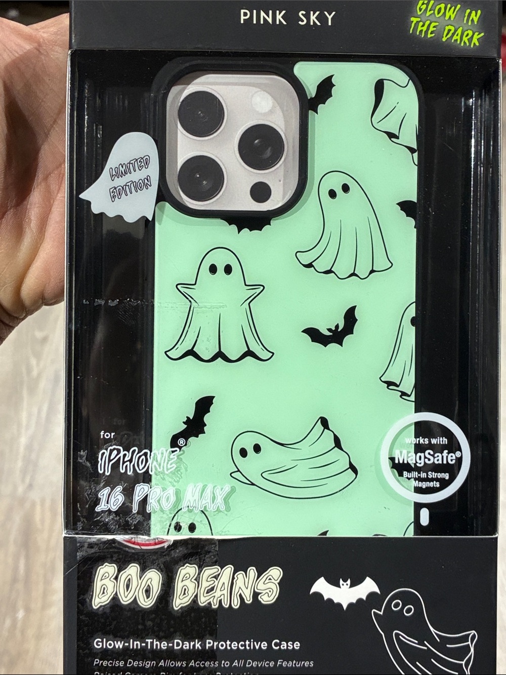 Glow in the dark Boo Beans IPhone case